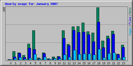 Hourly usage for January 2007