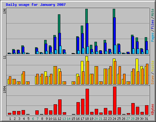 Daily usage for January 2007